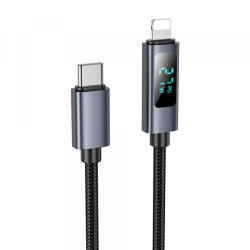 hoco. Cablu Date si Incarcare USB-C - Lightning HOCO Display X112, 27W, 1m, Negru