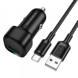 BOROFONE Incarcator Auto Cu Cablu USB-C Borofone BZ34 Cloud, 18W, 3A, 1 x USB-A, Negru