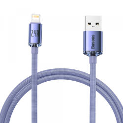 Baseus Cablu Date si Incarcare USB-A - Lightning Baseus Crystal Shine Series, 18W, 1.2m, Mov CAJY000005