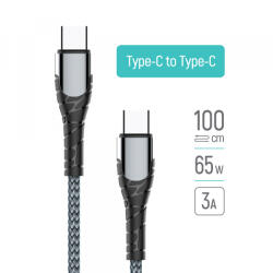 ColorWay Cablu Date si Incarcare USB-C - USB-C ColorWay CW-CBPDCC040, 65W, 1m, Gri