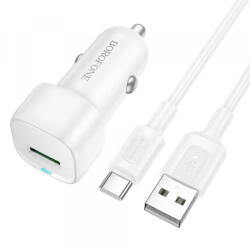 BOROFONE Incarcator Auto Cu Cablu USB-C Borofone BZ34 Cloud, 18W, 3A, 1 x USB-A, Alb - koubsolutions