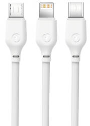 XO Design Cablu Incarcare USB-A - Lightning / microUSB / USB-C XO Design NB103 3in1, 10W, 1m, Alb