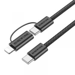 BOROFONE Cablu Date si Incarcare USB-C - Lightning / USB-C Borofone BX104 Primo 2in1, 60W, 1m, Negru