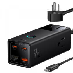 Baseus Prelungitor Baseus PowerCombo US, 3 x Priza - 2 x USB-A - 2 x USB-C, Negru PSLA020101 - koubsolutions