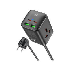 XO Design Prelungitor XO Design WL24, 2 x Priza - 2 x USB-A - 2 x USB-C, Negru