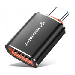 Techsuit Adaptor OTG USB-C - USB-A Techsuit A2 HyperPort, Negru Portocaliu - koubsolutions