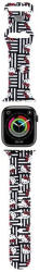 Hello Kitty Curea Hello Kitty Silicone Kitty Heads & Stripes pentru Apple Watch 42mm / 41mm / 40mm / 38mm Series, Neagra