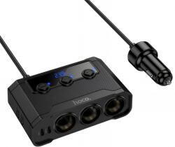 hoco. Incarcator Auto HOCO Z64, 15.5W, 3.1A, 2 x USB-A - 2 x USB-C - 3 x Extensie Bricheta, Negru