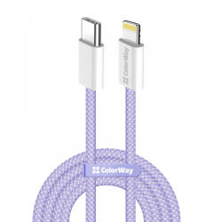ColorWay Cablu Date si Incarcare USB-C - Lightning ColorWay CW-CBPDCL061, 27W, 1m, Mov