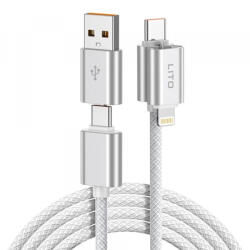 Lito Cablu Date si Incarcare USB-C / USB-A - USB-C / Lightning Lito LD21, 100W, 1m, Alb - koubsolutions