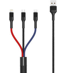 XO Design Cablu Incarcare USB-A - Lightning / microUSB / USB-C XO Design NB54, 18W, 1.2m, Multicolor