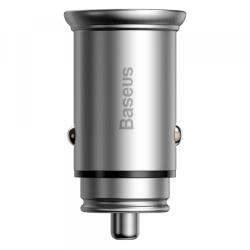 Baseus Incarcator Auto Baseus Circular Metal, 30W, 5A, 1 x USB-A - 1 x USB-C, Gri