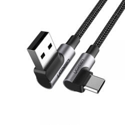 UGREEN Cablu Date si Incarcare USB-A - USB-C UGREEN US176 Angled, 18W, 0.5m, Negru