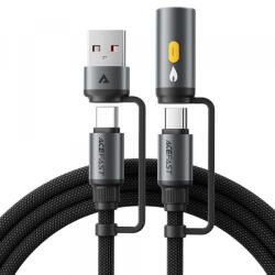 ACEFAST Cablu Date si Incarcare USB-C / USB-A - USB-C / Bricheta Electrica Acefast J6, 60W, 1.2m, Negru