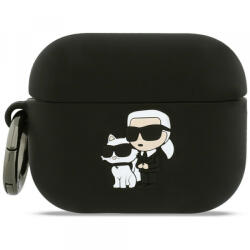Karl Lagerfeld Husa Karl Lagerfeld Silicone Karl & Choupette 3D pentru Apple AirPods Pro 3, Neagra