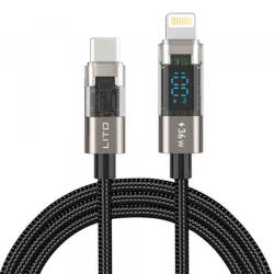 Lito Cablu Date si Incarcare USB-C - Lightning Lito LD09CL Display, 36W, 1.2m, Negru - koubsolutions