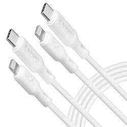 Spigen Cablu Date si Incarcare USB-C - Lightning Spigen Durasync, 20W, 1m, Alb, Set 2 bucati