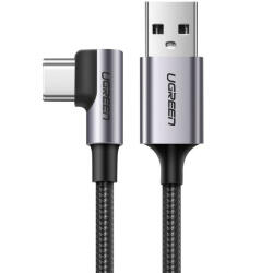 UGREEN Cablu Date si Incarcare USB-A - USB-C UGREEN US284 Angled, 18W, 2m, Gri - koubsolutions