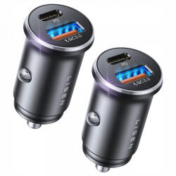 Lisen Incarcator Auto Lisen, 36W, 3A, 1 x USB-A - 1 x USB-C, Set 2 bucati, Negru YL0223080038 - koubsolutions