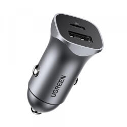 UGREEN Incarcator Auto UGREEN CD130, 24W, 3A, 1 x USB-A - 1 x USB-C, Gri - koubsolutions
