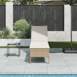 vidaXL Sezlong cu perna bej 55x200x44 cm, poliratan GartenMobel Dekor (4104104)