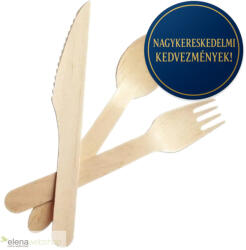 Elena Webshop Elena Eldobható Fa étkészlet - 10 csomag (500 Kanál + 500 Kés + 500 Villa)