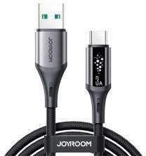 JOYROOM STARTALK adatkábel (USB - Type-C, 3A, PD gyorstöltő, LED jelzés, 120cm) FEKETE (180176)
