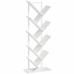 HOMCOM Raft în formă de copac cu 9 trepte, raft industrial freestanding cu cadru din oțel, unitate de depozitare pentru CD-uri, DVD-uri, alb | Aosom Romania (836-616V92WT) Raft