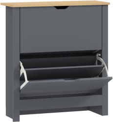HomCom Dulap pentru pantofi cu 2 compartimente rabatabile, despărțitor reglabil pentru 8-12 perechi de pantofi, 72 x 26 x 80 cm, Gri închis | Aosom Romania (837-062V90CG) Pantofar