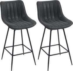 HOMCOM Set de 2 scaune înalte, scaune rotative 68 cm cu spătar pentru insula de bucătărie, sufragerie, Negru | Aosom Romania (83A-408V01BK)