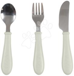 Beaba Set tacâmuri pentru copii Stainless Steel Cutlery Set Misty Green Beaba din oțel inoxidabil, linguriță, furculiță și cuțit, verde, de la 8 luni (BE913642) Set pentru masa bebelusi