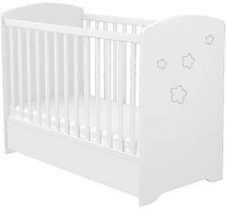 Hubners Patut Copii Hubners Matei din Lemn cu Sertar 120x60cm +0luni Alb cu Stelute (PHSMAS)