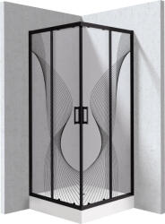 Deante Funkia Evo cabină cu cădiță 80x80 cm pătrat negru mat/sticlă cu model KYC_ZNB88P (KYCZNB88P)