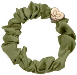 By Eloise London Silk Scrunchie Gold Heart Hajgumi nőknek színes Olive Green