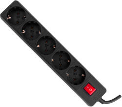 TED Electric Prelungitor 5 prize Schuko cu întrerupător, 5 m, cablu 3x1, 5 mm2, 16A/3680W, negru, TED Electric A0059020 (A0059020)
