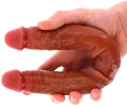 ToyJoy Dildo Dublu Realist Foreskin, Silicon Premium Strat Dublu, Natural, 35 cm Dildo