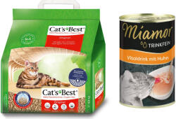 JRS Petcare 10 l (kb. 4, 3 kg) Cat's Best Original macskaalom+135ml Miamor Trinkfein Vitaldrink csirke macskasnack ingyen