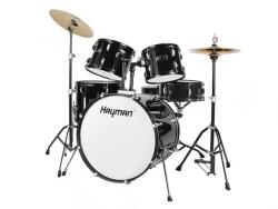 MusicStoreBG Барабани за деца черни детски hm-50-bk + чинели, столче и стойки