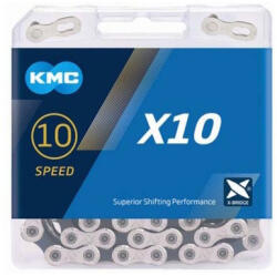 KMC lánc kmc x10 1/2x11/128 114 szem műanyag dobozban 10 sebesség ezüst/fekete