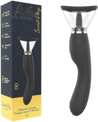 Sweet Play - vibrator 2în1 cu limbă pentru stimularea clitorisului și funcție de sucțiune (negru) (5906647270019) Vibrator