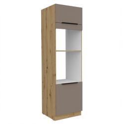 TEMPO KONDELA Dulăpior înalt pentru cuptor şi cuptor cu microunde, sandgrau/stejar artisan, FRISBO 60 DPM-210 2F
