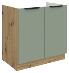 TEMPO KONDELA Dulăpior pentru chiuvetă, aquamarine/stejar artisan, ARSANY 80 ZL 2F BB