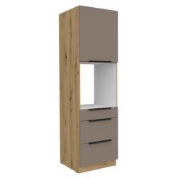 TEMPO KONDELA Dulăpior înalt pentru cuptor încorporabil, sandgrau/stejar artisan, FRISBO 60 DPS-210 3S1F