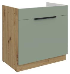 TEMPO KONDELA Dulăpior pentru chiuvetă, aquamarine/stejar artisan, ARSANY 80 ZL 1S BB