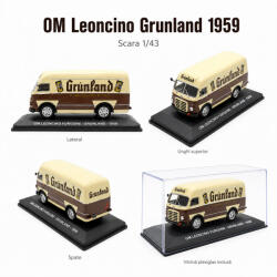 Eaglemoss Macheta OM Leoncino Furgone Grunland 1959, maro cu crem, cu vitrina plexiglas, scara 1: 43 (2934)