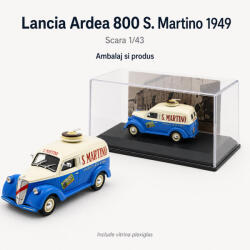 Eaglemoss Macheta Lancia Ardea 800 Furgoncino S. Martino 1949, albastru cu crem, cu vitrina plexiglas, scara 1: 43 (2922)