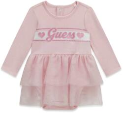 Guess Боди рокля за новородено момиче в розов цвят с тюл и надпис Guess