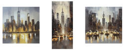 AdTrend Set 3 tablouri decorative olegrafie pe panza Town III 2 x 35 x 35 cm, 35 x 80 cm (119616B)