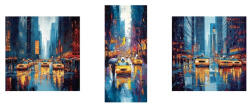 AdTrend Set 3 tablouri decorative olegrafie pe panza Town 2 x 35 x 35 cm, 35 x 80 cm (119616A)