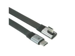 Roline Cablu flat USB4 type C drept/unghi 8K UHD-2/80Gb/240W 0.8m Negru, Roline 11.02. 9098 (11.02.9098-20)